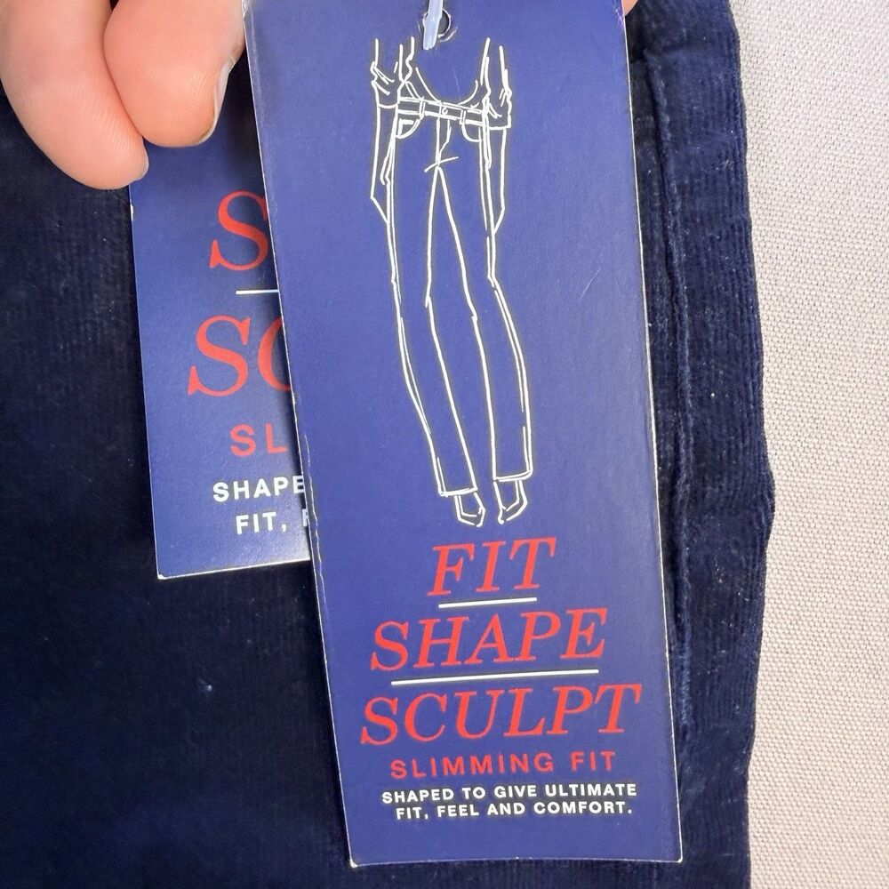 NWT CHAPS Womens Corduroy Pants Size 12 x33 Long Blue Mid Rise Straight Slimming - Picture 14 of 16